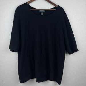 Lauren Ralph Lauren Tunic Blouse Women's Size 3X 100% Cashmere Black Top